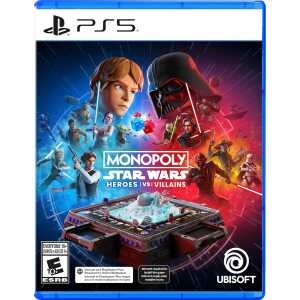 Monopoly Star Wars PS5 game cover featuring heroes and villains from the Star Wars universe.