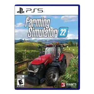 Farming Simulator 22 PS5 cover with tractor and farm landscape.