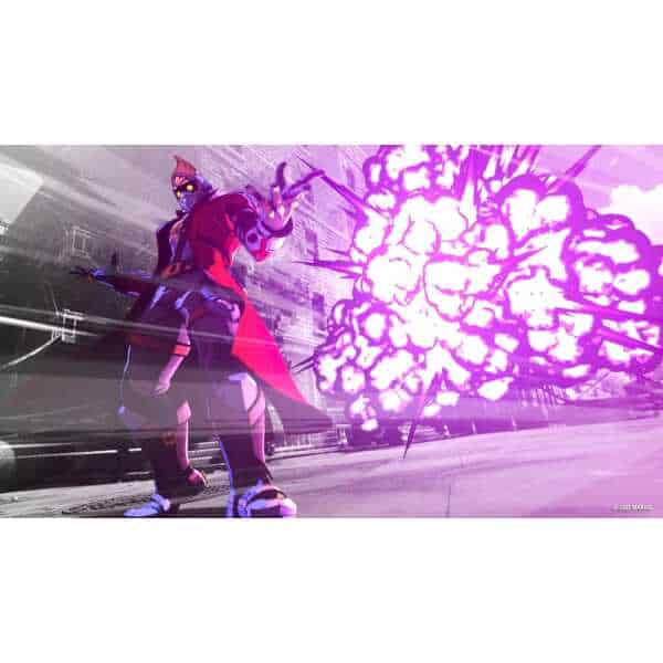 Futuristic character unleashing a powerful energy blast in a vibrant, sci-fi setting. High-energy sc.