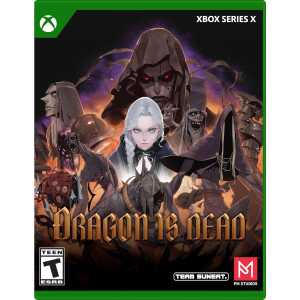 Dragon is Dead Xbox Series X game cover with dark fantasy characters and ominous background.