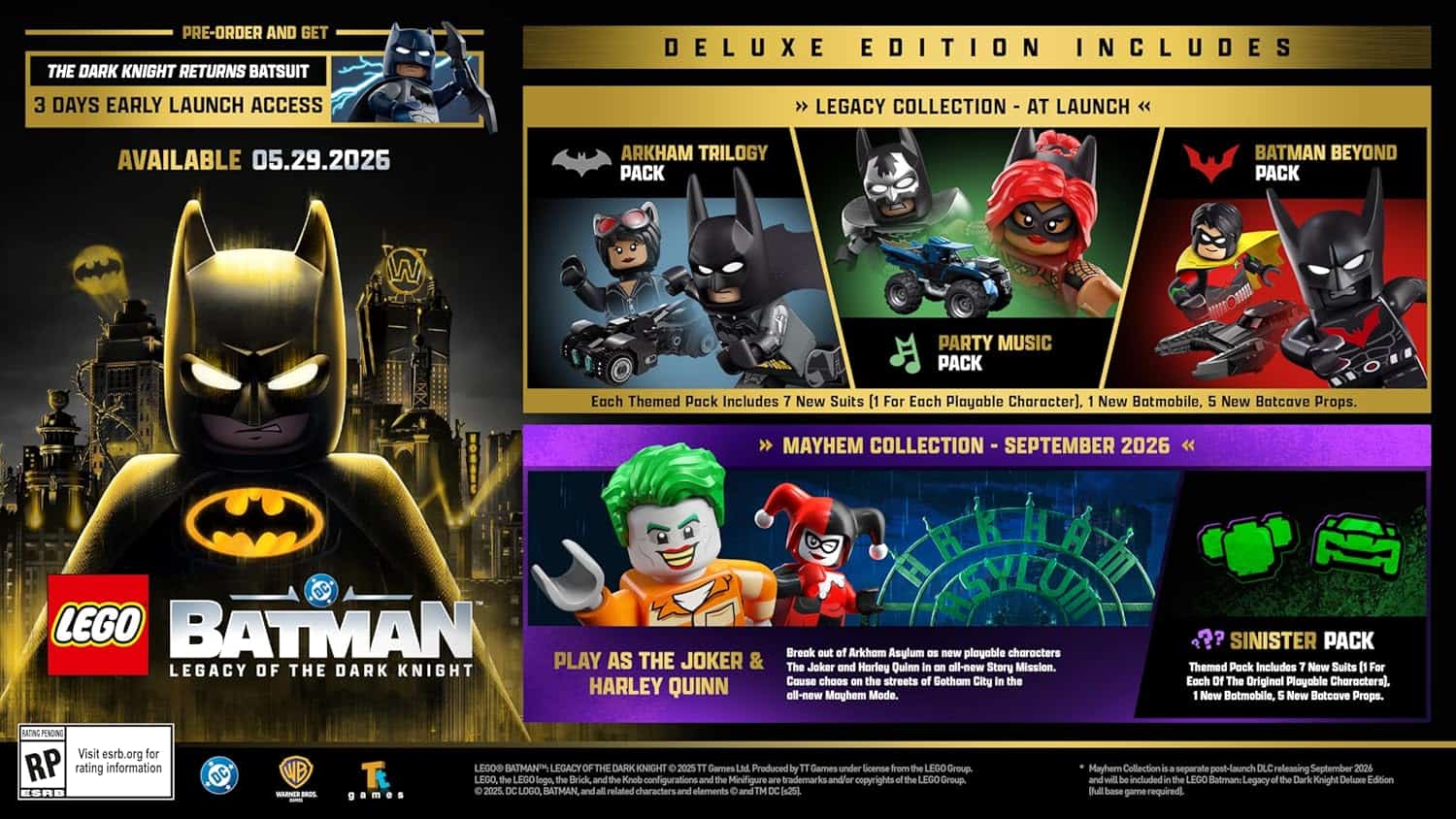 An image showcasing the LEGO Batman: Legacy of the Dark Knight Deluxe Edition game packaging and fea.