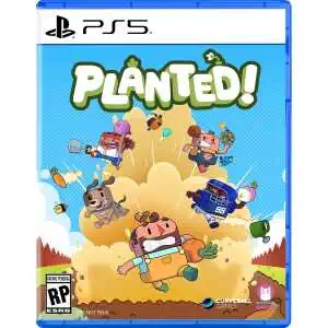 Colorful game cover for Planted! on PS5 with cartoon characters and vibrant background.