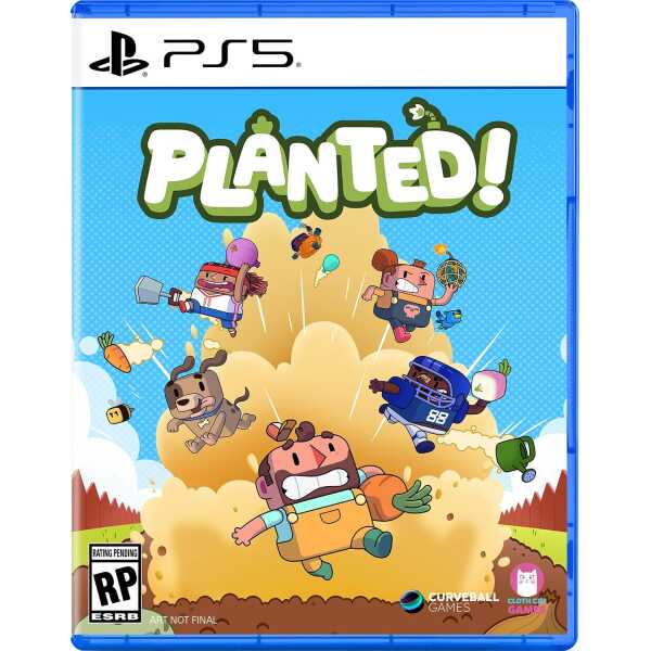 Colorful game cover for Planted! on PS5 with cartoon characters and vibrant background.