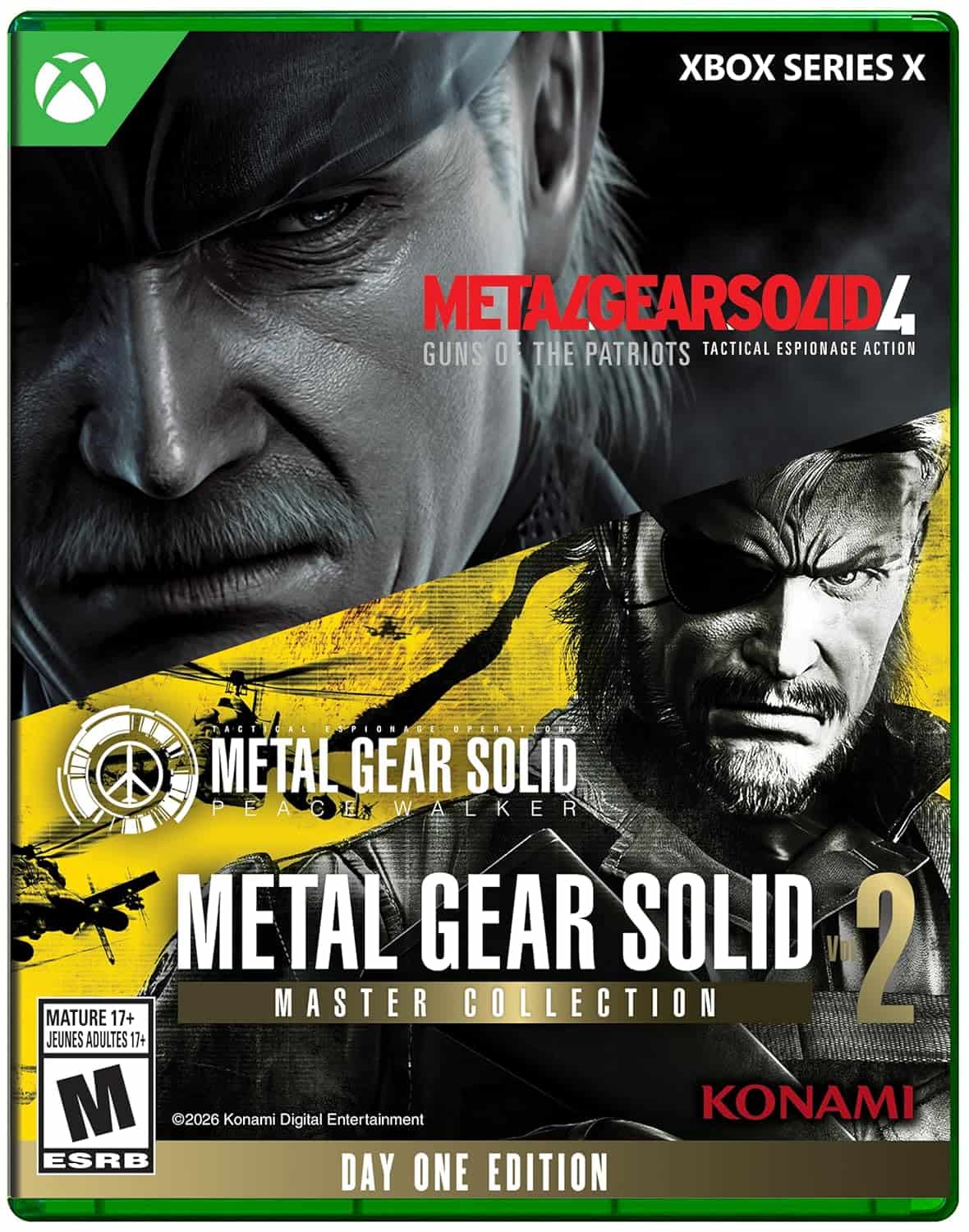Metal Gear Solid V Master Collection Xbox Series X game cover with characters and title.