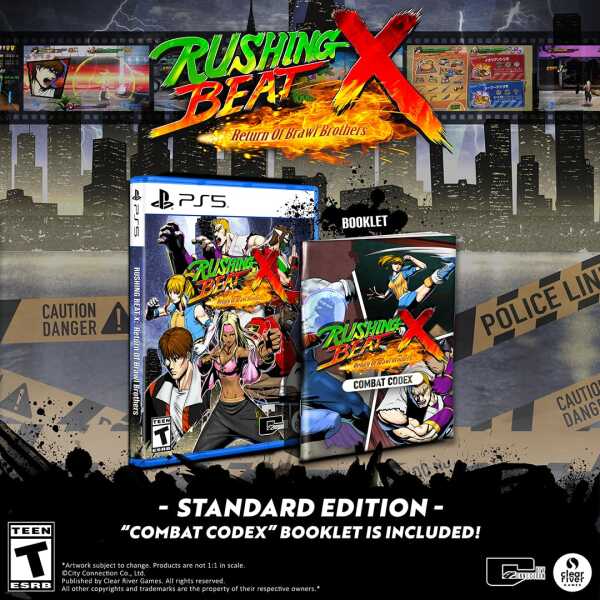 Rushing Beat X game cover with characters and city background.