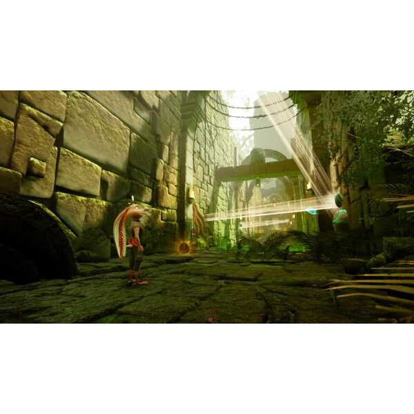 Chickenhare game scene with characters exploring ancient ruins and treasure.