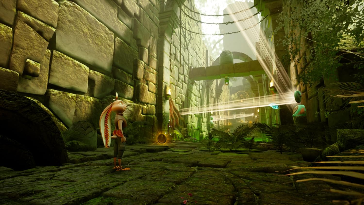 Chickenhare game scene with characters exploring ancient ruins and treasure.