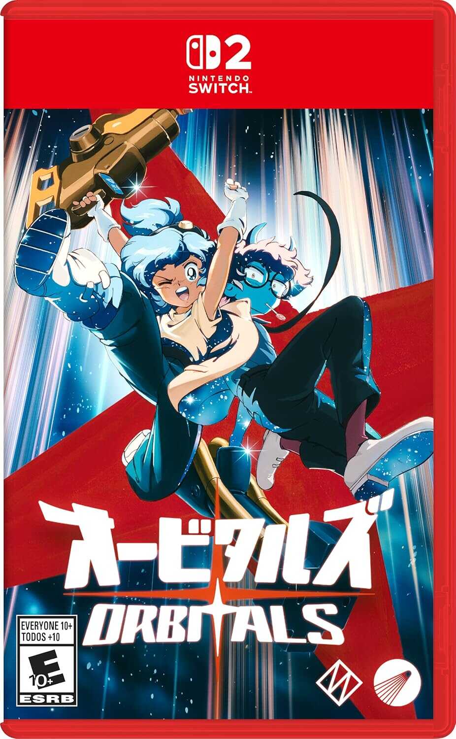 Nintendo Switch game cover for Orbitals featuring anime-style characters in space.
