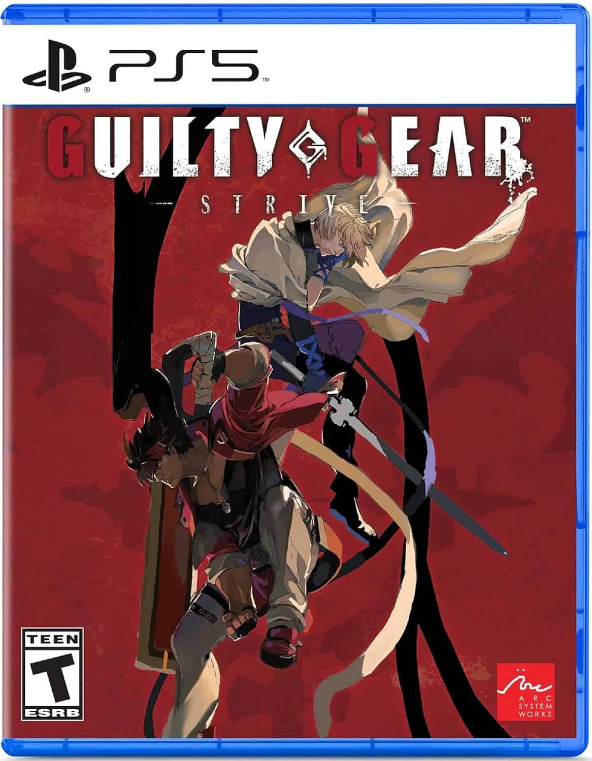 Guilty Gear Strive PS5 game cover featuring dynamic characters in combat pose.