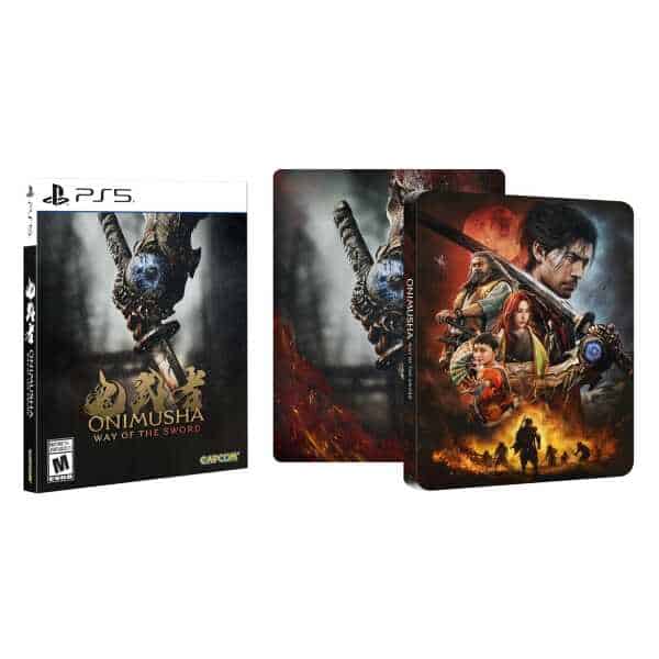 Onimusha SteelBook game cover with characters and sword.