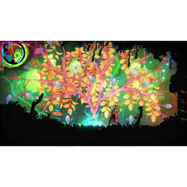 Bright fantasy tree with glowing leaves and vibrant colors, inspired by Ultros from Final Fantasy.