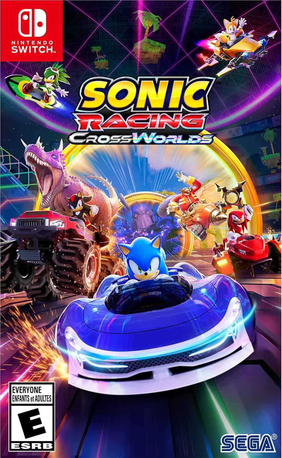 CrossWorlds game cover with Sonic and friends racing in vibrant, futuristic tracks.