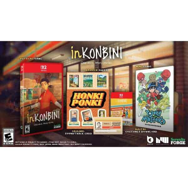 InKONBINI store display with games, stickers, and mini-comic.