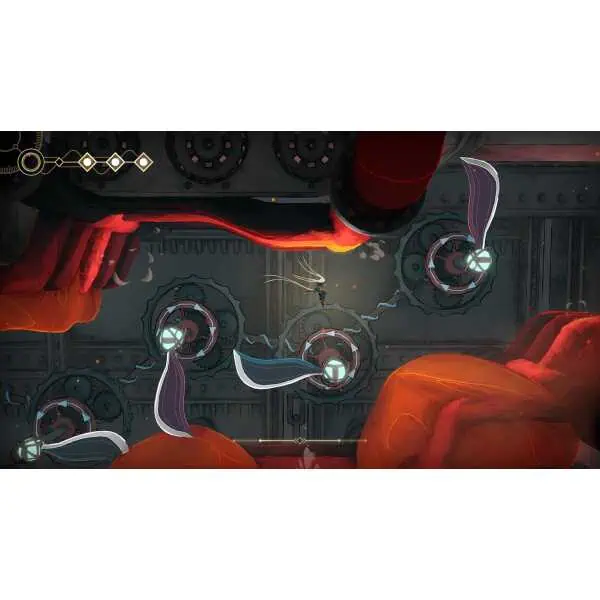 Spaceship interior with floating mechanical parts and glowing elements, inspired by Memories In Orbi.