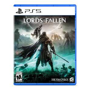 Lords of the Fallen PS5 game cover with dark fantasy artwork and hero in armor wielding a sword.