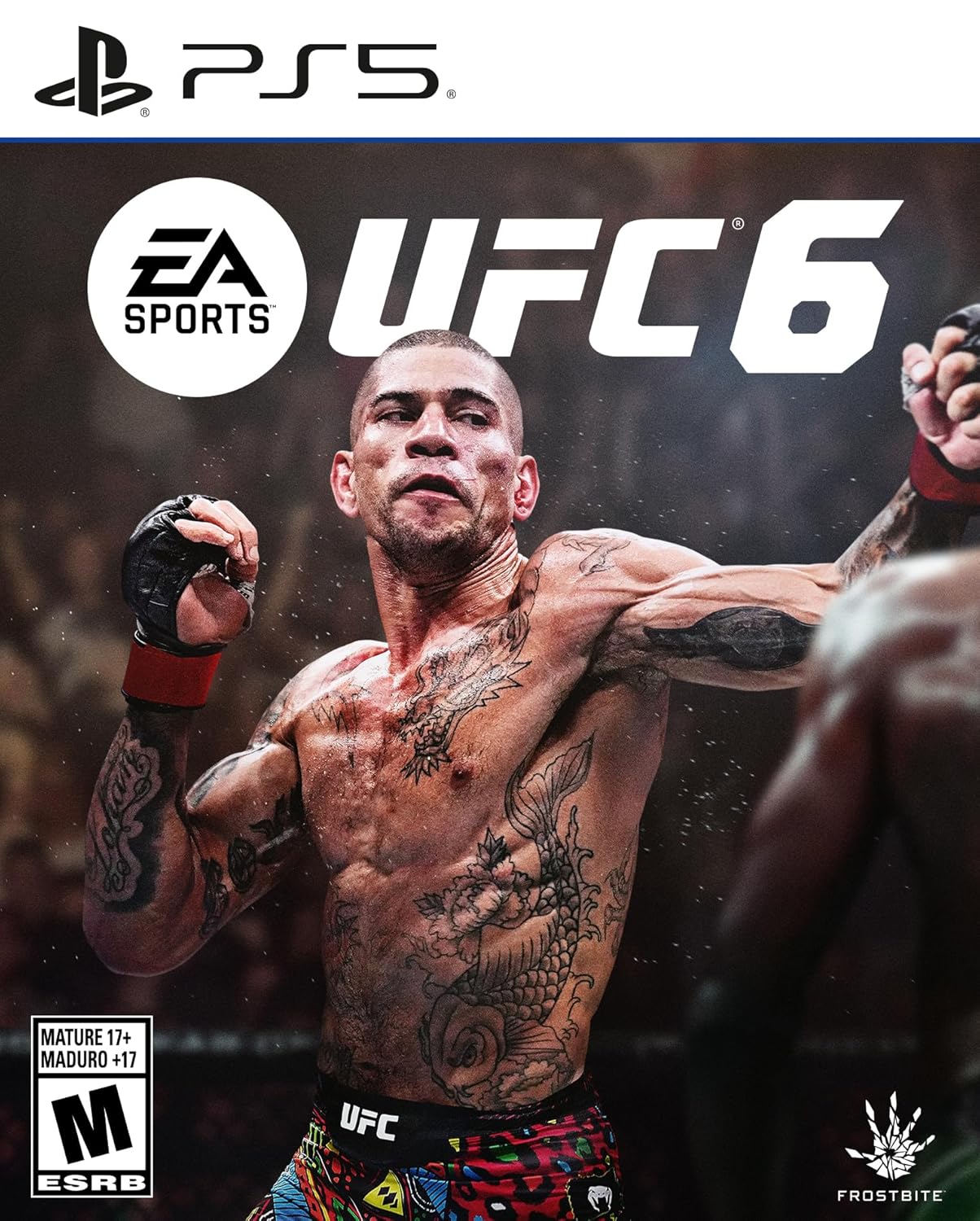 UFC 6 PlayStation 5 game cover featuring a fighter in a match.