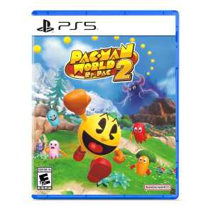 Pac-Man World Re-PAC PS5 game cover with colorful characters and vibrant background.