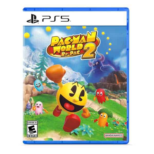 Pac-Man World Re-PAC PS5 game cover with colorful characters and vibrant background.