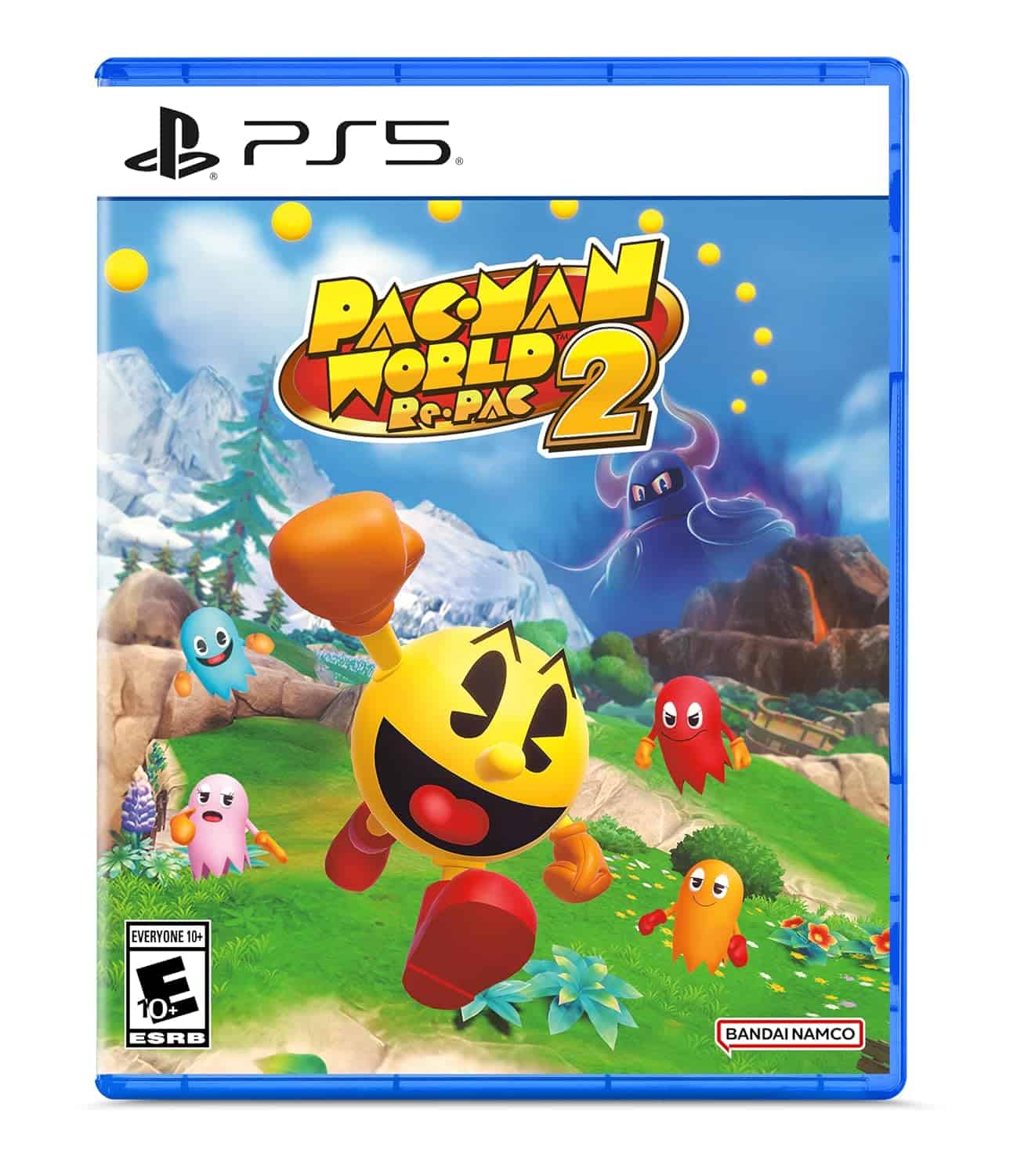 Pac-Man World Re-PAC PS5 game cover with colorful characters and vibrant background.
