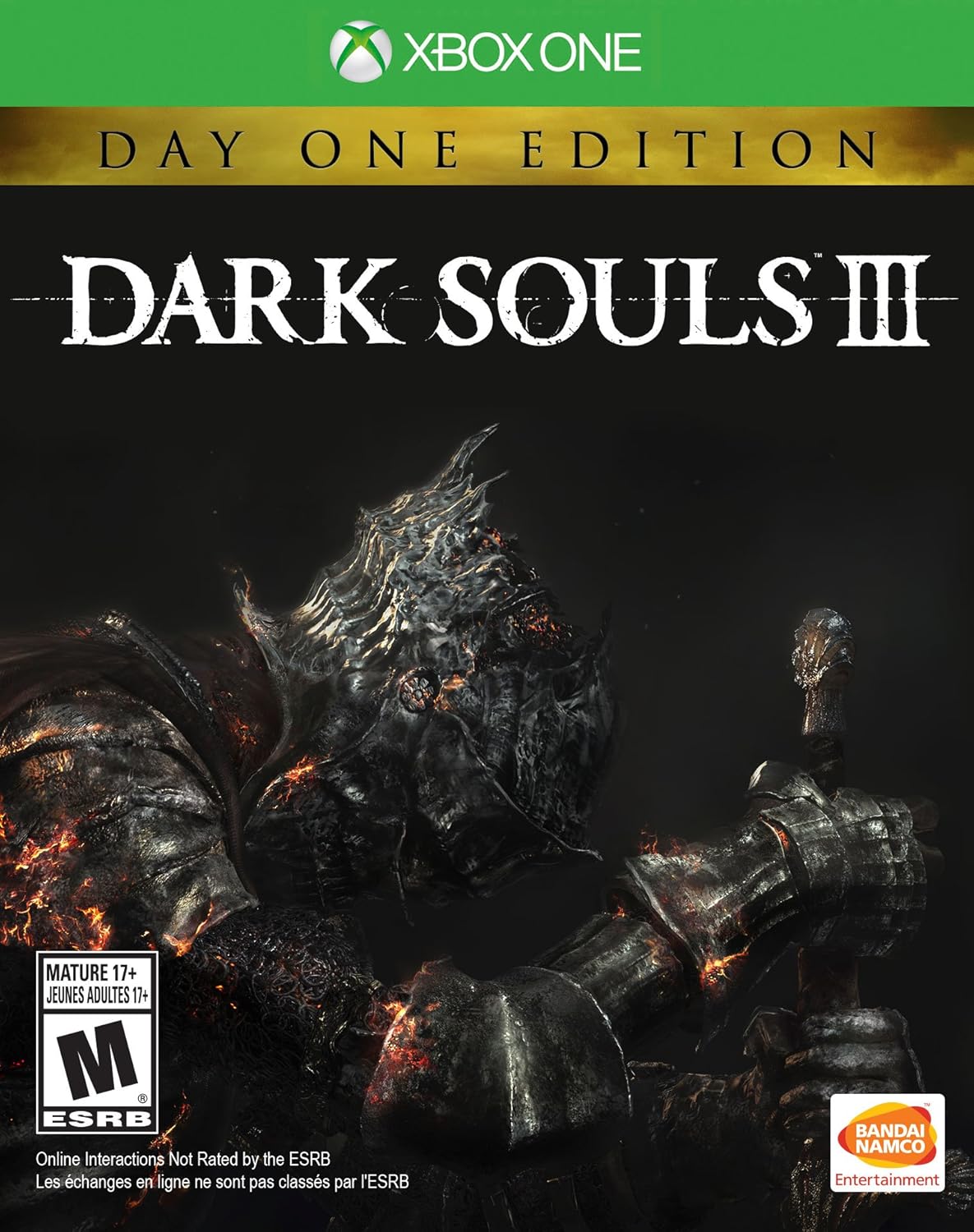 Dark Souls III Xbox One game cover featuring a knight in armor.