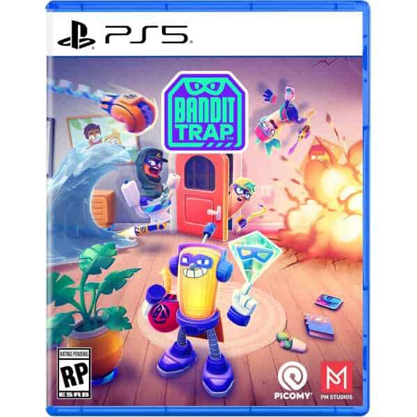 Bandit Trap game cover with colorful characters and action scene.