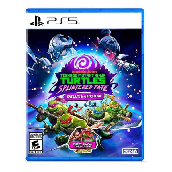 Teenage Mutant Ninja Turtles: Splintered Fate PS5 game cover with turtles and splinter character.