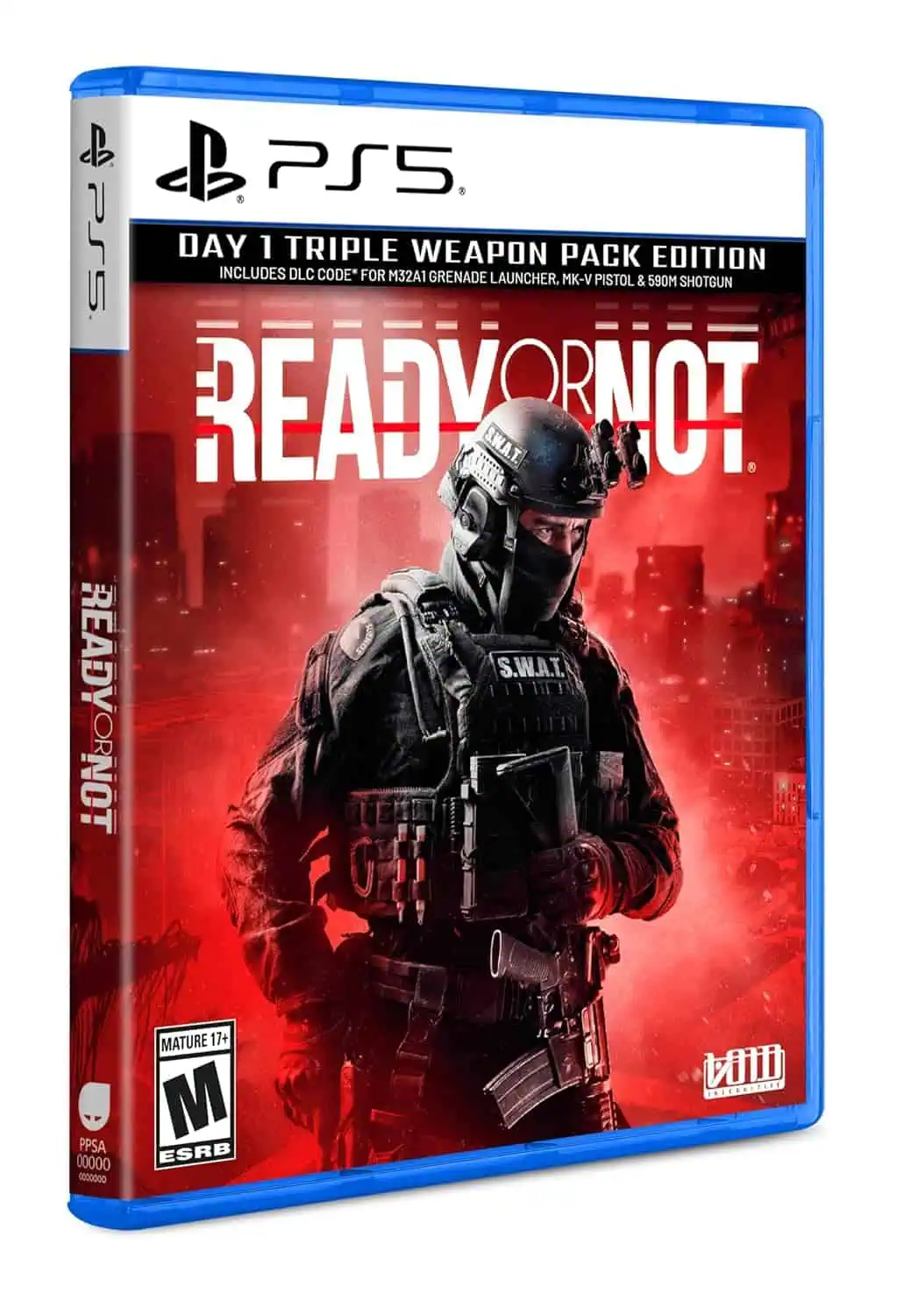 Ready or Not Day 1 Edition PS5 game with tactical SWAT gear.