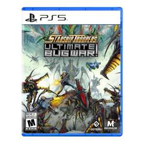 Starship Troopers Ultimate Bug War PS5 game cover with alien insects and soldier action.