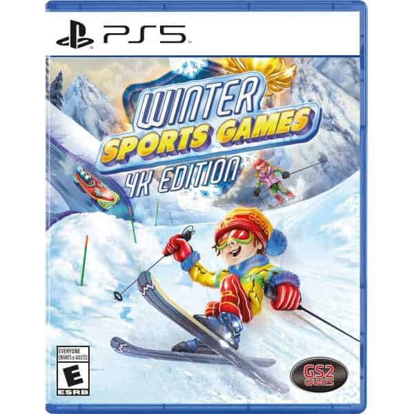 Winter Sports Games 4K Edition for PS5 featuring skiing and snowboarding in snowy mountains.