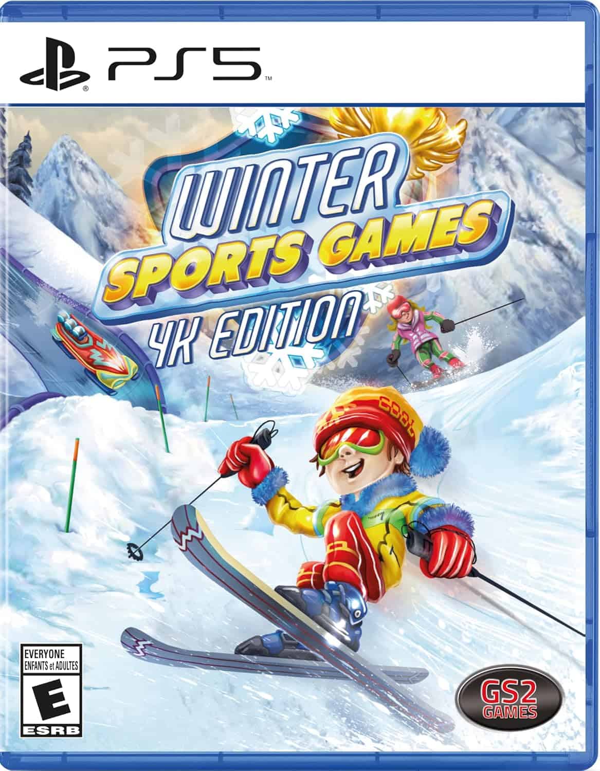 Winter Sports Games 4K Edition for PS5 featuring skiing and snowboarding in snowy mountains.