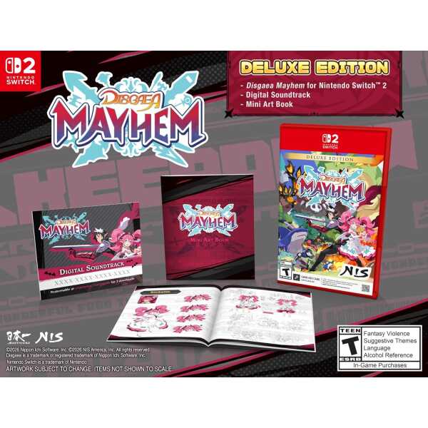 Disgaea Mayhem Nintendo Switch game with digital soundtrack and mini art book.