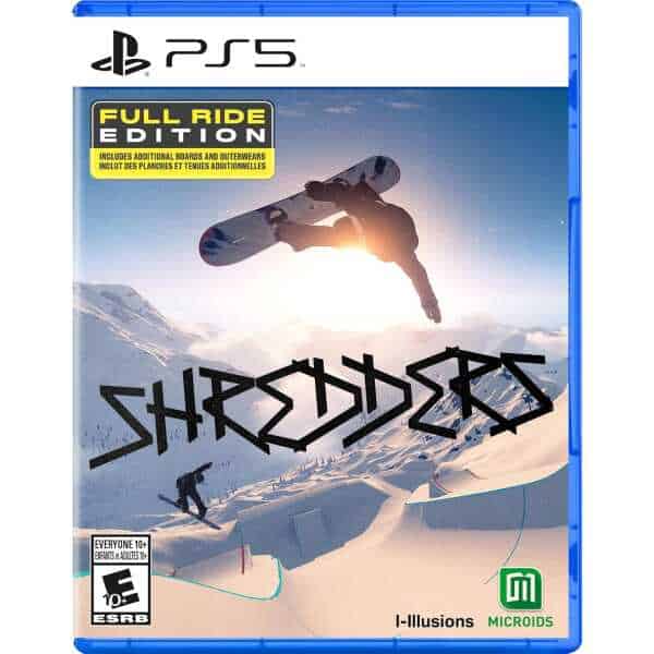 Snowboarding game Shredders for PS5 with full ride edition features.
