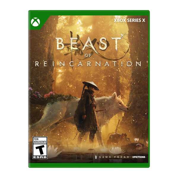Xbox Series X game cover for Beast of Reincarnation featuring a warrior and wolf in a mystical fores.