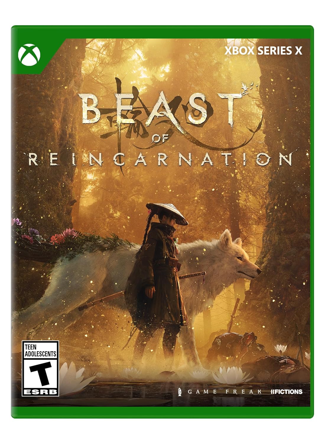 Xbox Series X game cover for Beast of Reincarnation featuring a warrior and wolf in a mystical fores.