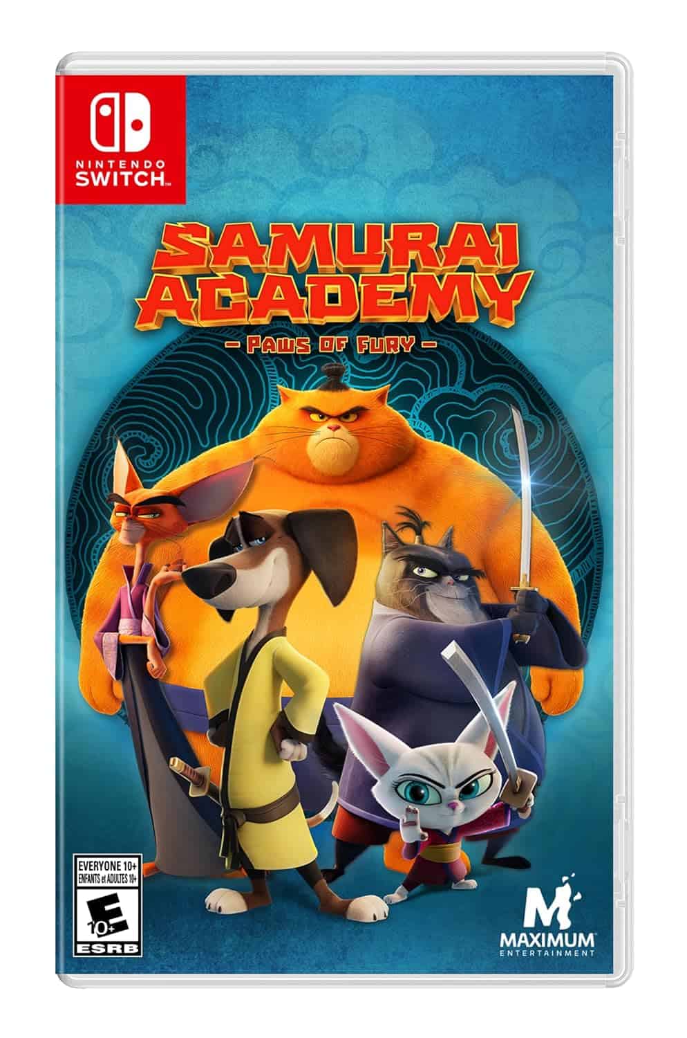 Paws of Fury game cover featuring animated animal characters in a martial arts setting.