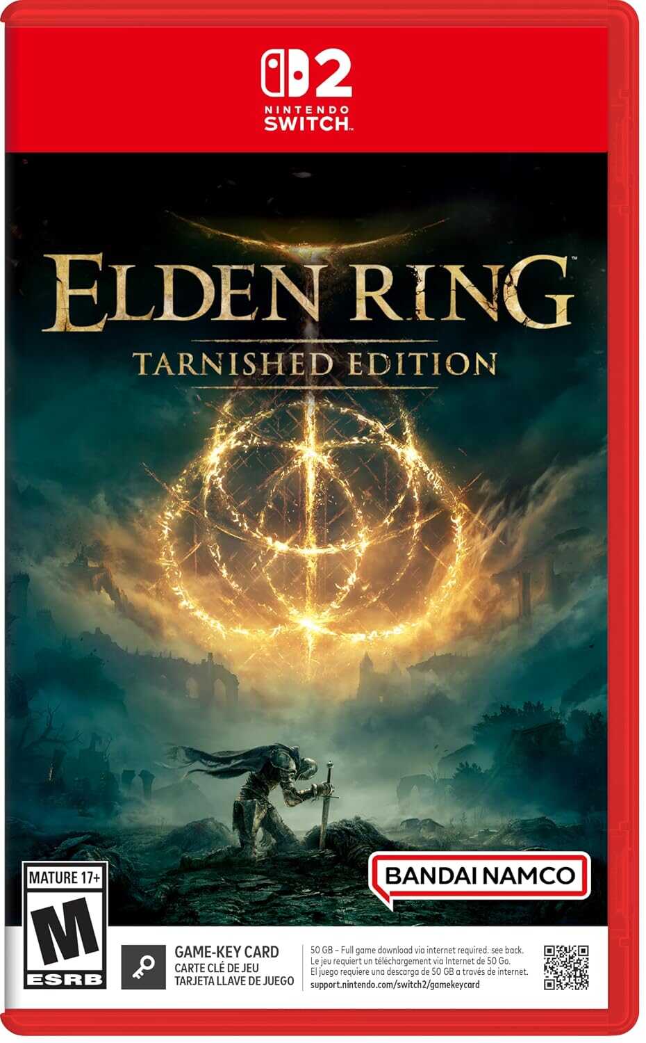 Elden Ring Tarnished Edition game cover for Nintendo Switch with mystical symbols.
