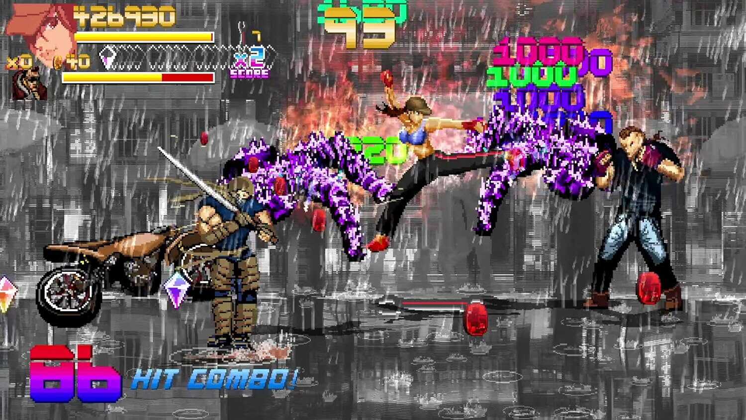 Gameplay screenshot from Fallen City Brawl showing combat scene with characters and effects.