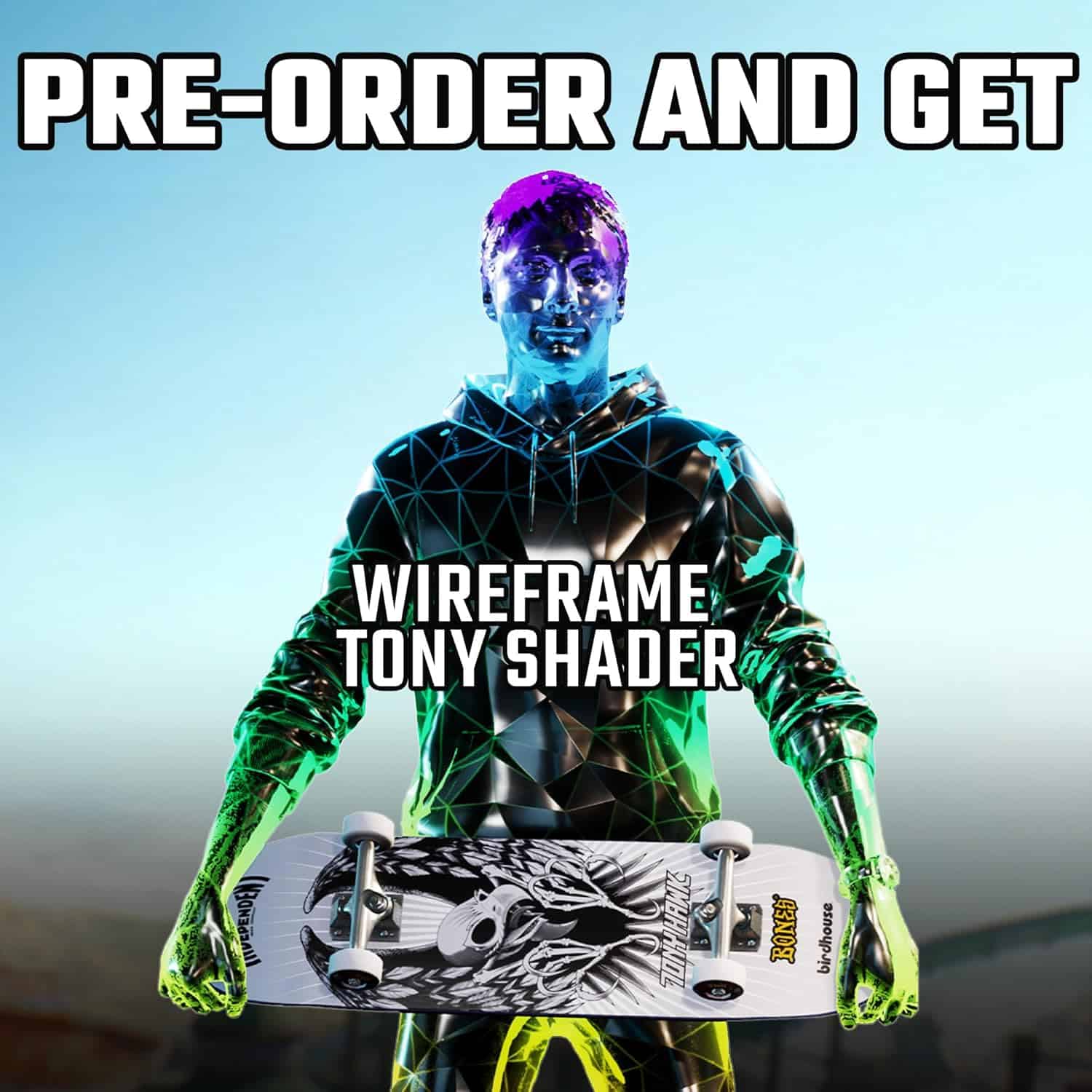 Tony Hawk's Pro Skater 3 + 4 pre-order with wireframe skateboard image.