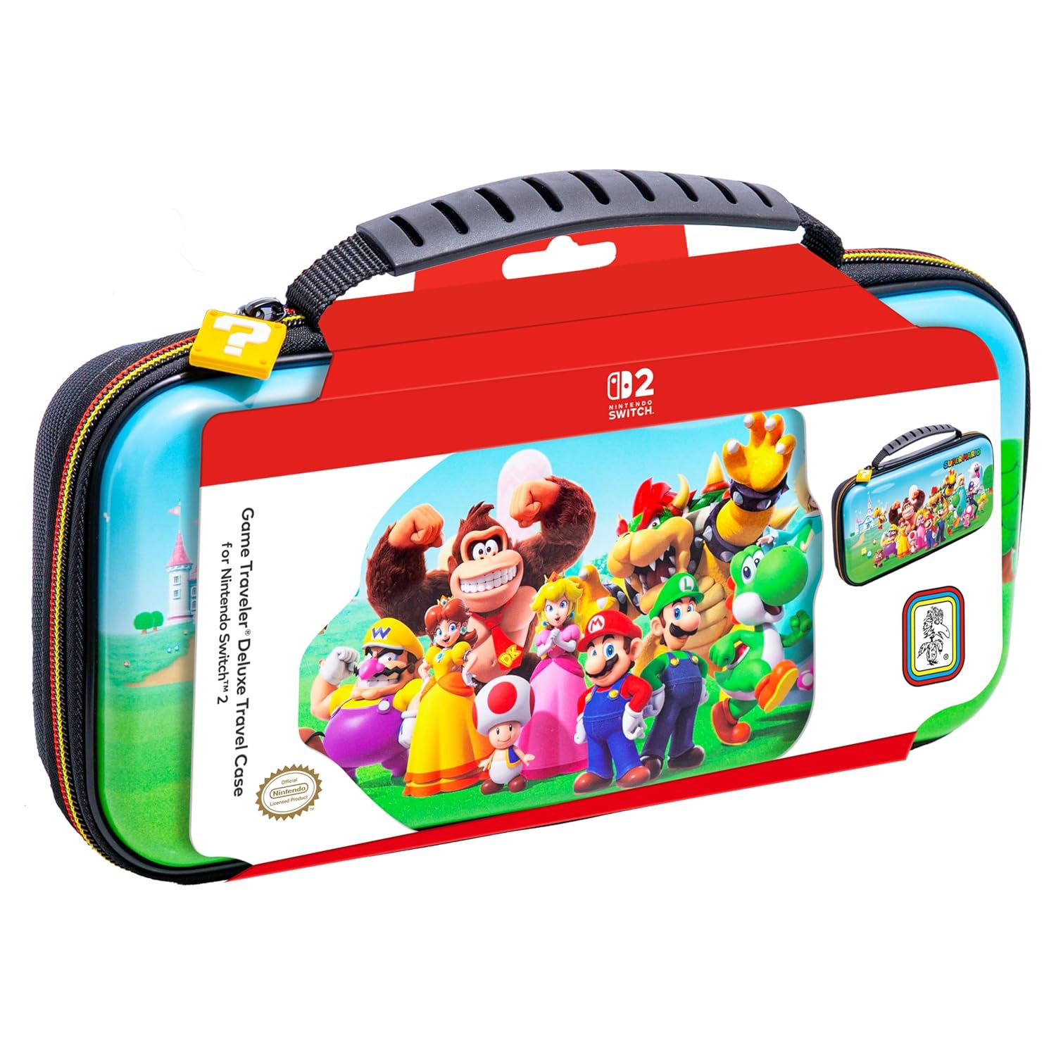 Nintendo Switch carrying case featuring Super Mario Bros. design for portable gaming.