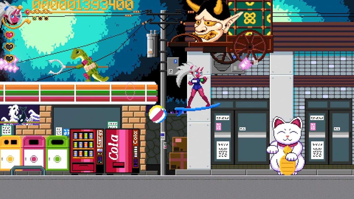 Colorful pixel art scene from Twilight Parade: Moonlit Mononoke game.