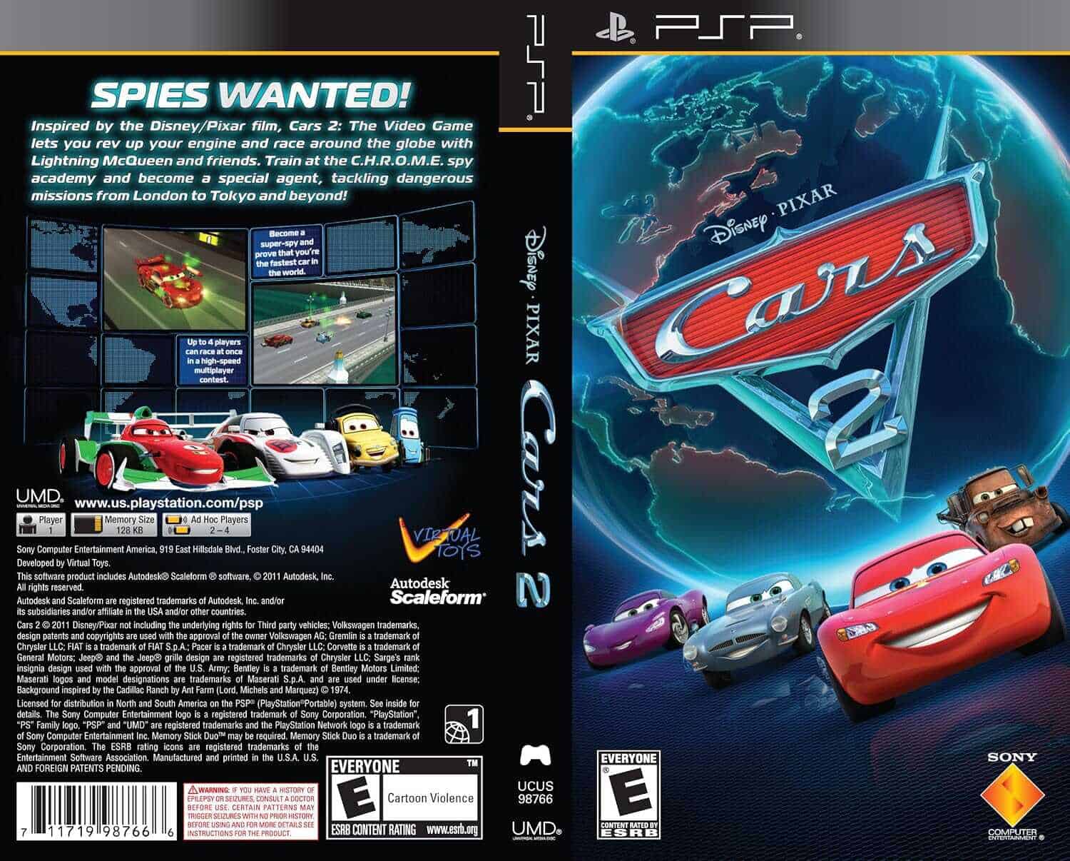 Cars 2 video game cover featuring Lightning McQueen and other characters from the movie.