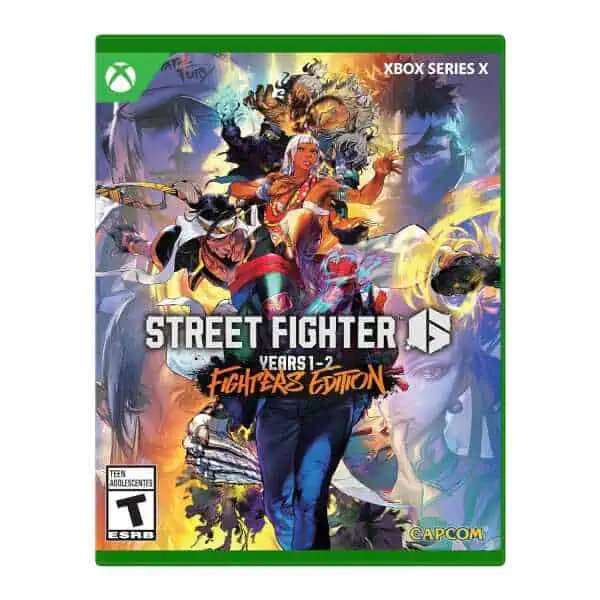 Xbox Series X Street Fighter 6 Fighters Edition game cover with characters in action.