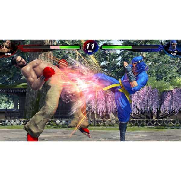 Intense martial arts battle from Virtua Fighter 5 R.E.V.O. game.