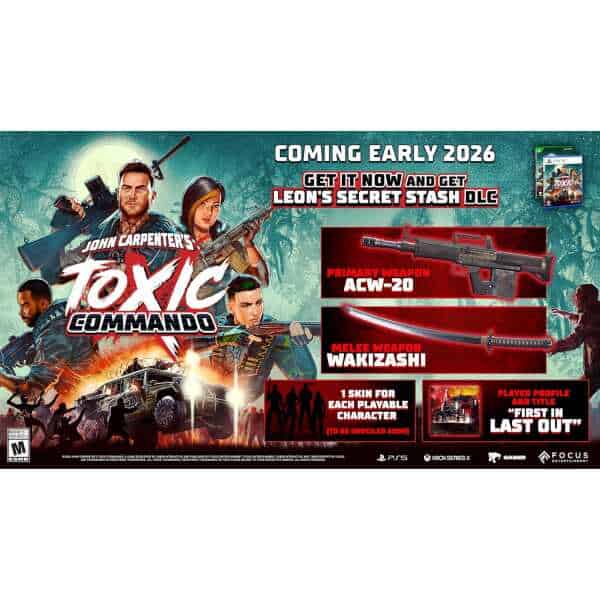 Action-packed scene from John Carpenter's Toxic Commando game trailer.