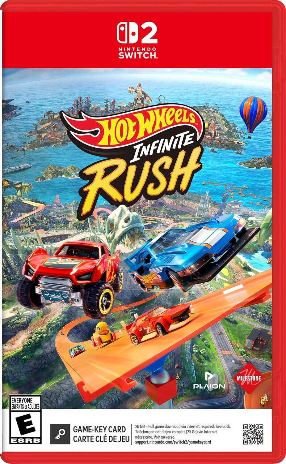 Hot Wheels Infinite Rush game cover with cars and racing scene.
