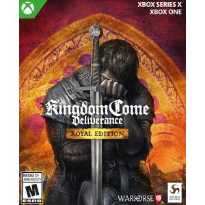 Kingdom Come Deliverance Royal Edition game cover with medieval knight and sword.