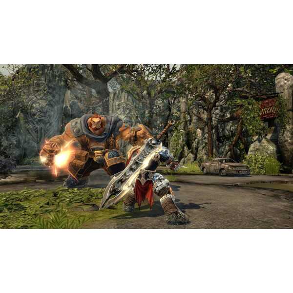 Warrior fighting monstrous creature in Dark Souls Warmastered game.