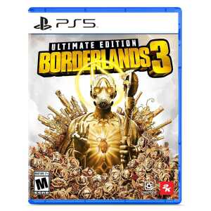 Borderlands 3 Ultimate Edition PS5 game cover with character and weapons.