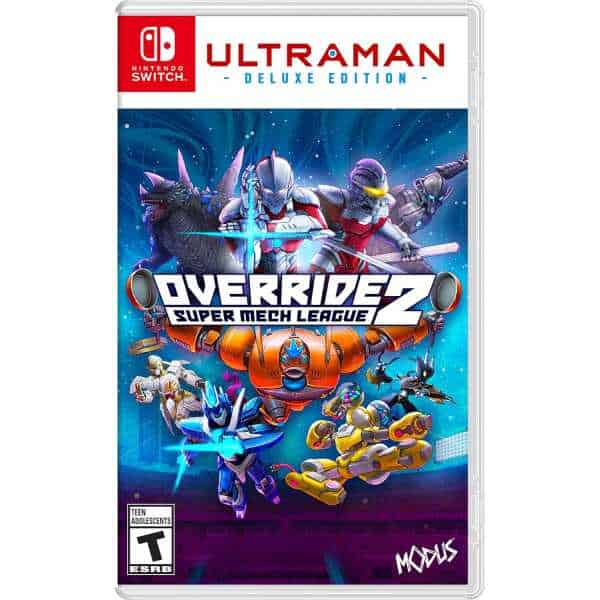 Ultraman and mechs battle in Override 2: Super Mech League Ultraman Deluxe Edition game cover.