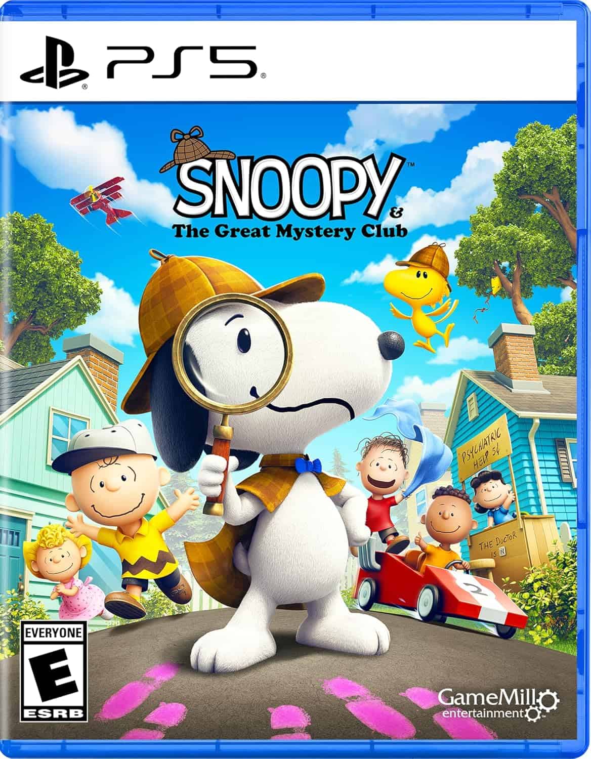 Snoopy and friends in a colorful scene from the game "Snoopy & The Great Mystery Club" for PS5.